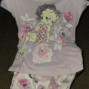 Betty Boop Lavender and Pink Floral Pajama Set